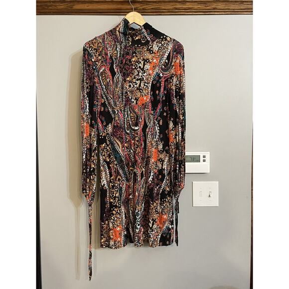 Free People Dress Womens All Dolled Up Floral Mock Neck Sz L New Cutout ‎ Sexy - Picture 1 of 12
